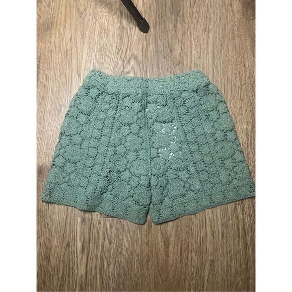 Zara Crochet knit Bermuda shorts Green waistband Girl size 12-13 NWT - Picture 2 of 3